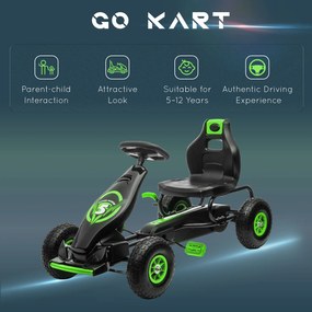 HOMCOM Gokart na Pedały Zielono-Czarny dla Dzieci Outdoor Stabilny i Atrakcyjny | Aosom PL