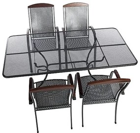Metalowy zestaw ogrodowy PROVENCE I. 1 + 4 Stół prostokątny 145x90 cm