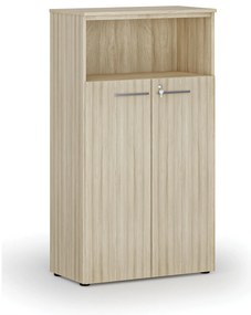 Szafa biurowa kombinowana PRIMO WOOD, drzwi na 3 poziomach, 800 x 420 x 1434 mm, dąb naturalny
