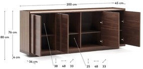 Brązowa komoda w dekorze orzecha 200x80x45 cm Onix – Kave Home