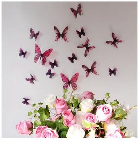 Zestaw 18 różowych adhezyjnych naklejek 3D Ambiance Butterflies