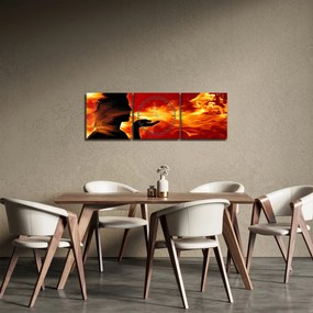 Obraz kobiety z płomieniami (z zegarem) (90x30 cm)