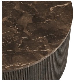 Ciemnobrązowy okrągły stolik z blatem w dekorze marmuru ø 80 cm Rota – House Nordic