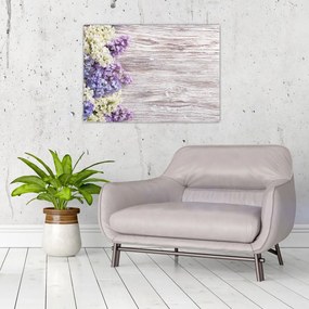 Obraz na szkle bzu na drewnie (70x50 cm)