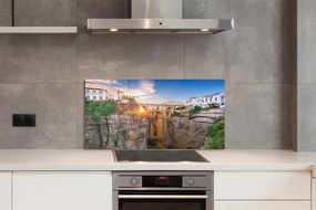 Panel Szklany Most nad Rzeką o Zachodzie Słońca