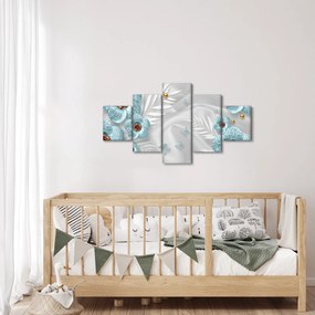 Obraz - 3D niebieskie kwiaty (125x70 cm)