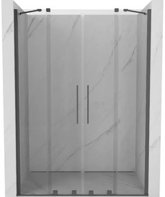 Mexen Velar Duo drzwi prysznicowe rozsuwane 160 cm, transparent, gun gray szczotkowany - 871-160-000-02-66