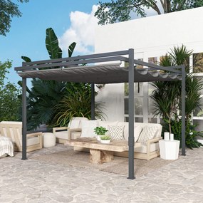 Outsunny Pergola ok. 3,5x3m Stabilna i Zimoodporna z Aluminiową Ramą i Regulowanym Zadaszeniem Szara