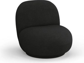 Czarny fotel z materiału bouclé Chuck – Micadoni Home