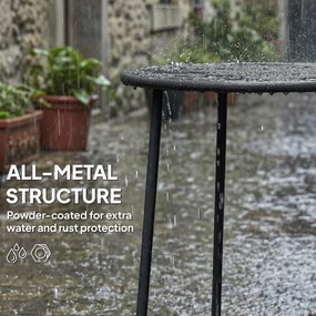 Outsunny Okrągły stolik zewnętrzny 50 cm, Metalowy stolik kawowy do ogrodu z podstawą w kształcie X i antypoślizgowymi nóżkami, Czarny | Aosom PL