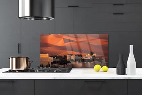 Panel Szklany do Kuchni Sylwetka Nowoczesnego Miasta