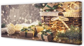 Zdjęcie na płótnie Prezenty, Gałązki i Bombki