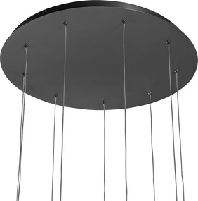 Designerska lampa wisząca czarna 9-punktowa z diodami LED z 3-stopniową regulacją ściemniania - Vide Anella