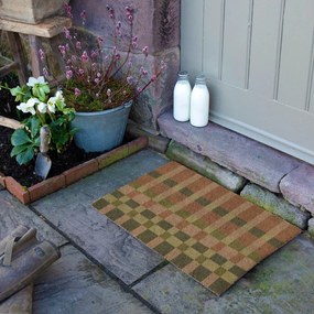 Wycieraczka z włókna kokosowego 40x60 cm Pink and Blue Check – Artsy Doormats