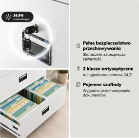 Szafa kartotekowa metalowa z 4 szufladami biała, 900x1320x600 mm: SARA XL V4