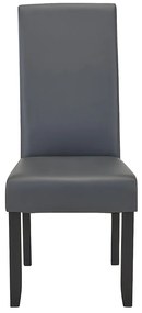 Komplet 6 krzeseł ROVIGO - Szara ekoskóra mat - Czarne drewniane nogi