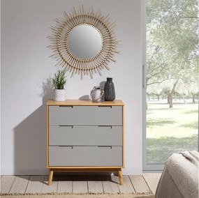 Komoda nocna Colummn Bruce z 3 szufladami, drewno lite, szerokość 80 cm.