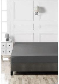 Antracytowe bawełniane prześcieradło z gumką 140x200 cm – Mijolnir