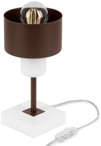 Brązowo-biała lampka nocna stołowa DTI-BR10x10WE buk 1xE27