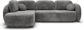 Masseno Narożnik AMICO z funkcją spania i pojemnikiem na pościel Narozniki L, Rozkładana sofa - Szary, EGON 13