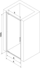 Mexen Exo drzwi prysznicowe uchylne 95 cm, transparent, czarne - 8181-095-000-70-00
