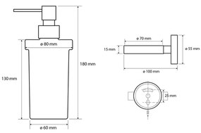 SAPHO XB100 X-Round black dozownik mydła, szkło mleczne/czarny, 230 ml