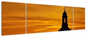 Obraz kościoła o zachodzie słońca (170x50 cm)
