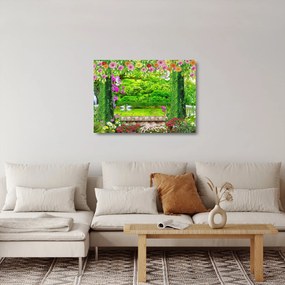 Obraz na szkle - Magiczny ogród z łabędziami (70x50 cm)