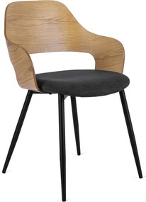 Krzesło Tapicerowane z Drewna Giętego ORBI Dąb Złoty/Czarne Nowoczesne Loft