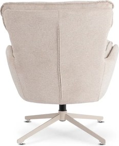 Fotel Wypoczynkowy Obrotowy PASADENA z Podnóżkiem Kremowy Nowoczesny