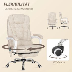 Vinsetto Fotel biurowy z funkcją masażu, ergonomiczny, 65x160x104cm, szary | Aosom PL