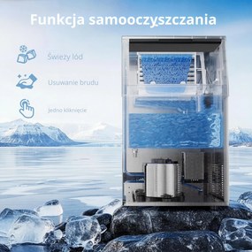 HOMCOM Komercyjna kostkarka do lodu, 36 kg/24h, stal nierdzewna, podblatowa lub wolnostojąca, srebrna | Aosom PL