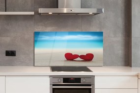 Szklany Panel Serca na Piasku nad Morzem