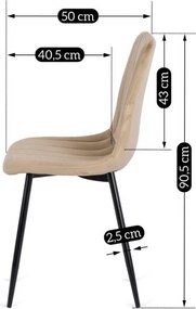 Krzesło Tapicerowane do Jadalni IBIS Beżowe Welurowe Nowoczesne Loft