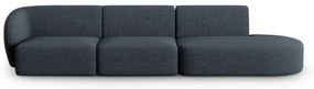 Niebieska sofa z tkaniny szenilowej lewostronna 311 cm Paolo – Milo Casa