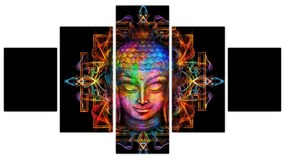 Obraz - Popiersie Buddy w neonowych kolorach (125x70 cm)