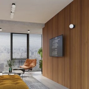 Czarny kinkiet z białym kloszem W0-E40