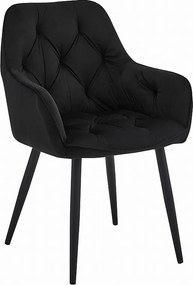 Krzesło do jadalni Valora LUKK – czarny aksamit z czarnymi nogami x1
