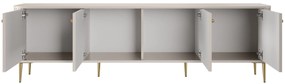 Szafka RTV Vesper 4D 187 cm - kaszmir / złote nogi