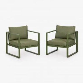Zestaw 2 Foteli Aluminiowych Lipov Intensywny Verde Olive - Sklum