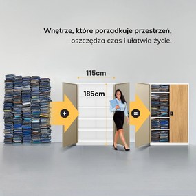 Szafa biurowa metalowa Biały/ Złoty dąb: Eco Design JAN II