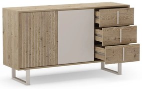 Szara niska komoda w dekorze dębu 140x80 cm Millay – Marckeric