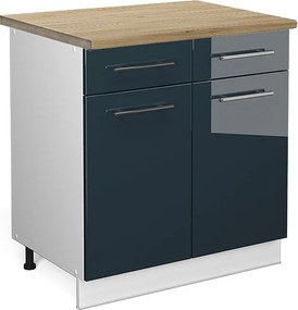 Szafka dolna do kuchni ciemnoniebieski wysoki połysk 80x60x82 fame-line