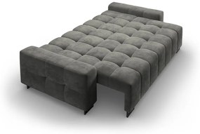 Szara aksamitna rozkładana sofa ze schowkiem 250 cm Wicklow – Cosmopolitan Design