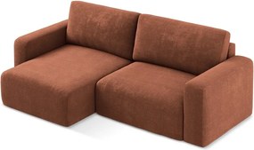 Rozkładany/ze schowkiem narożnik z tkaniny szenilowej (lewostronny/z szezlongiem) w kolorze terakoty Kona – Makamii