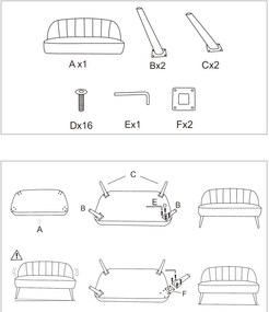 Mała sofa dwuosobowa NAOVA, aksamitne obicie, drewniane nóżki