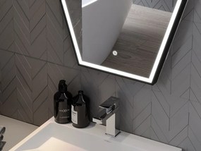 Mexen Orla lustro łazienkowe podświetlane 60 x 80 cm, LED 6000K, antypara, rama czarna - 9815-060-080-611-70