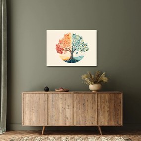 Obraz na szkle – Podwójne drzewo z motylem (70x50 cm)