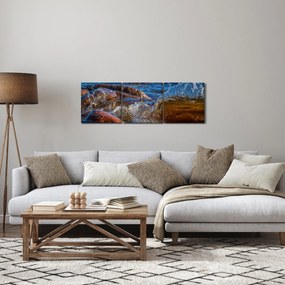 Szczegółowy obraz - woda między kamieniami (z zegarem) (90x30 cm)