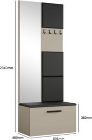 Masseno Garderoba MODULO 80,6/204/40 cm do Przedpokoju Nowoczesna Kaszmir